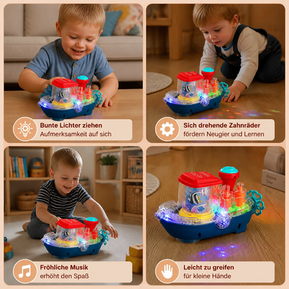 Leuchtendes Zahnradboot – Musikalisches elektrisches Spielzeugboot für Kinder