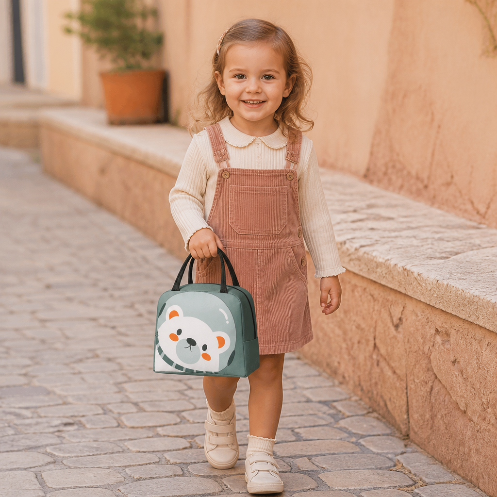 Isolierte Brotdose-Tasche mit Cartoon-Tiermotiv für Kinder