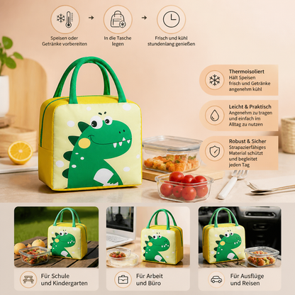 Isolierte Brotdose-Tasche mit Cartoon-Tiermotiv für Kinder