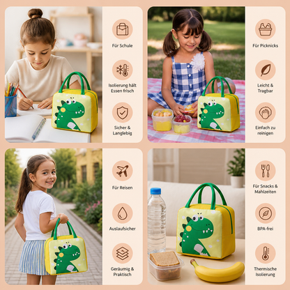 Isolierte Brotdose-Tasche mit Cartoon-Tiermotiv für Kinder
