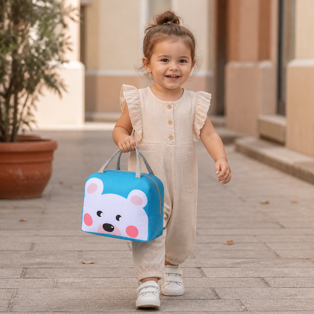 Isolierte Brotdose-Tasche mit Cartoon-Tiermotiv für Kinder