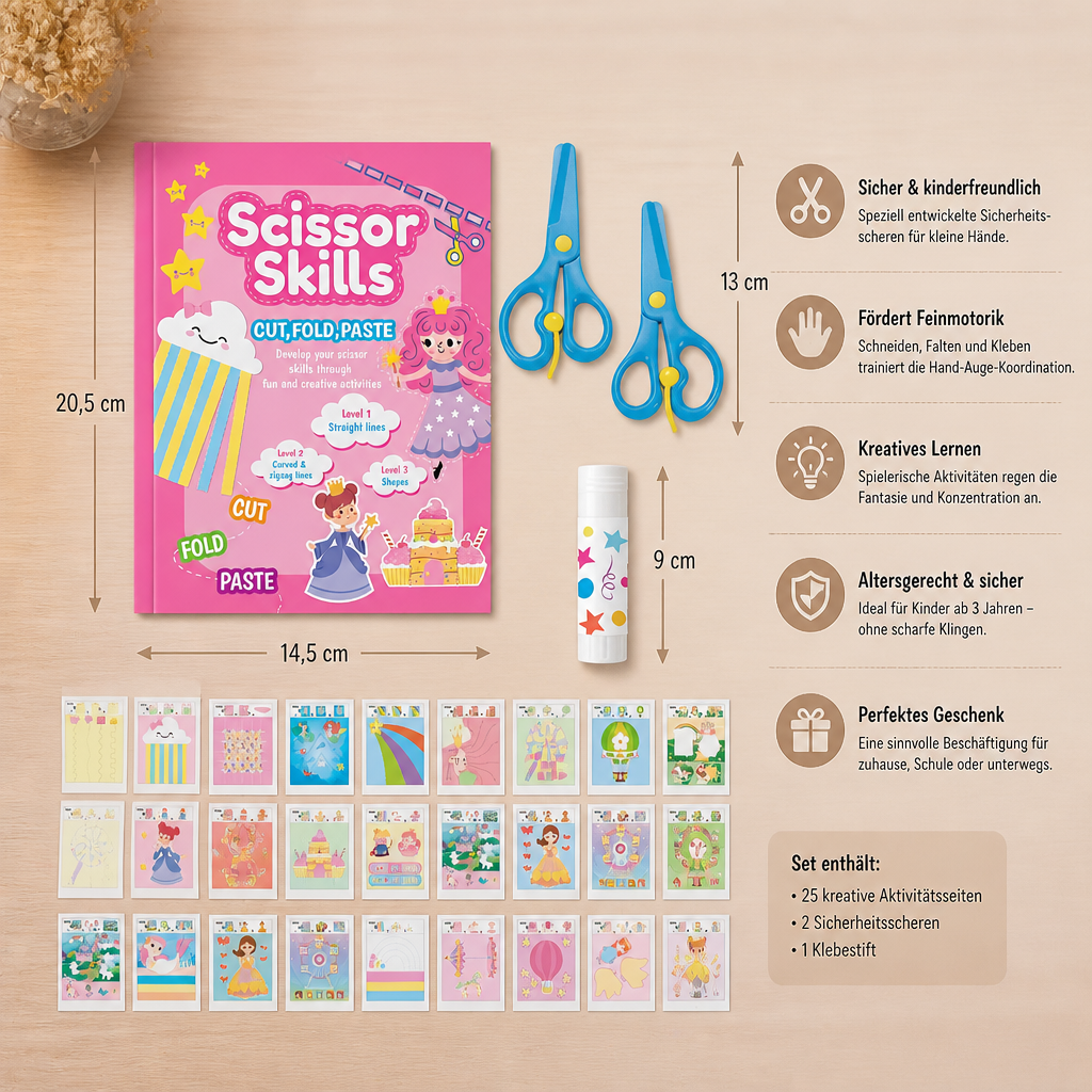 Scherenübungsbuch für Kinder – Sicheres Schneidetraining mit Kinderschere