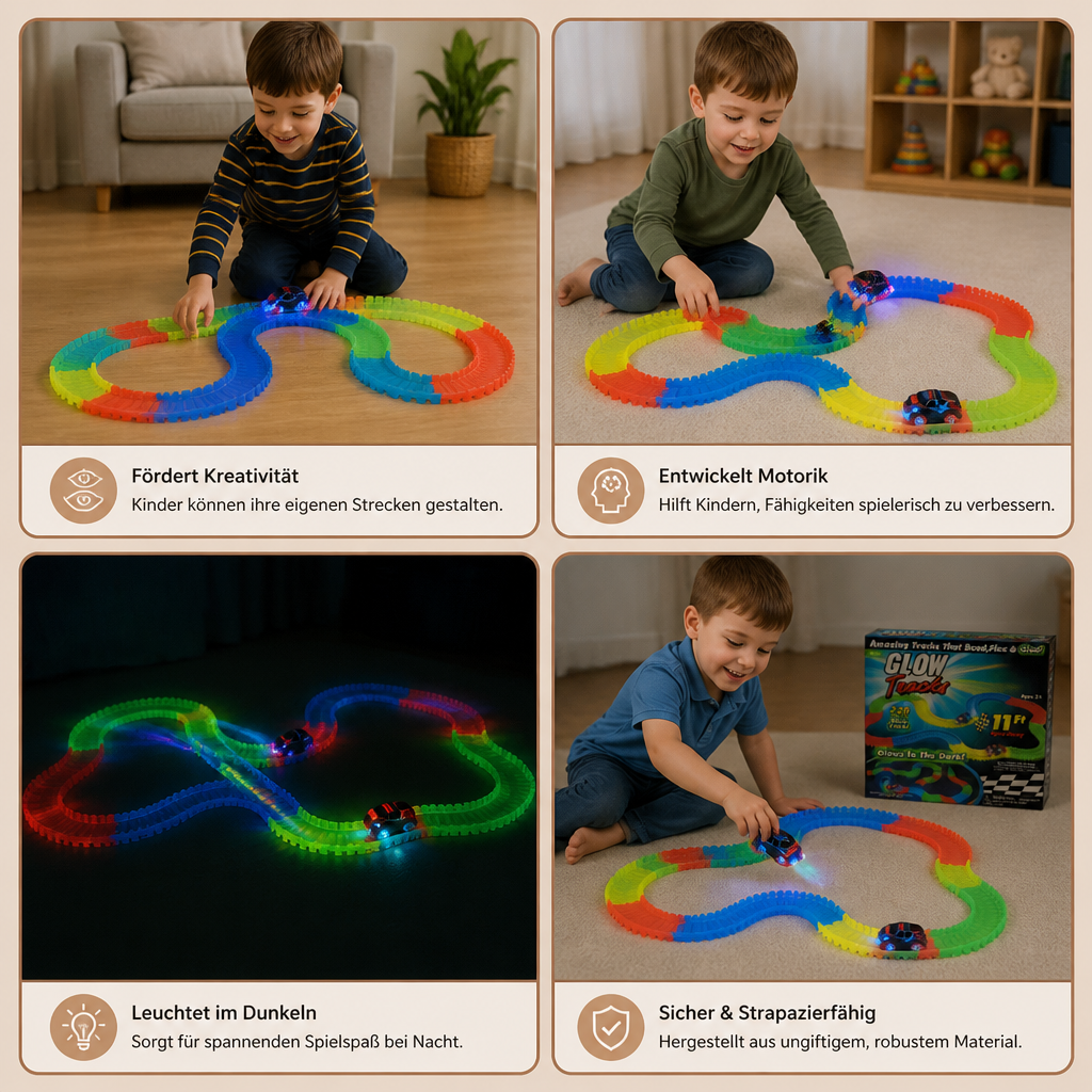 Leuchtender flexibler Sand-Rennstrecken-Bausatz für Kinder
