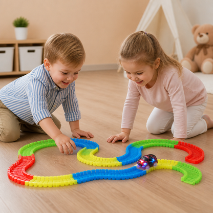 Leuchtender flexibler Sand-Rennstrecken-Bausatz für Kinder