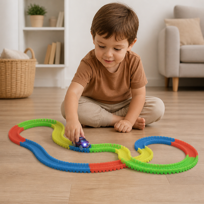 Leuchtender flexibler Sand-Rennstrecken-Bausatz für Kinder
