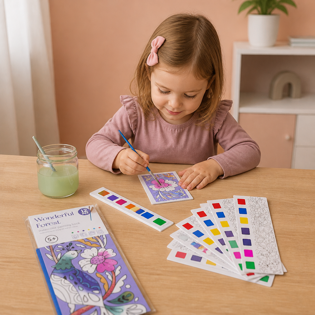 All-in-One-Aquarell-Malbuch mit integrierten Farben & Pinsel