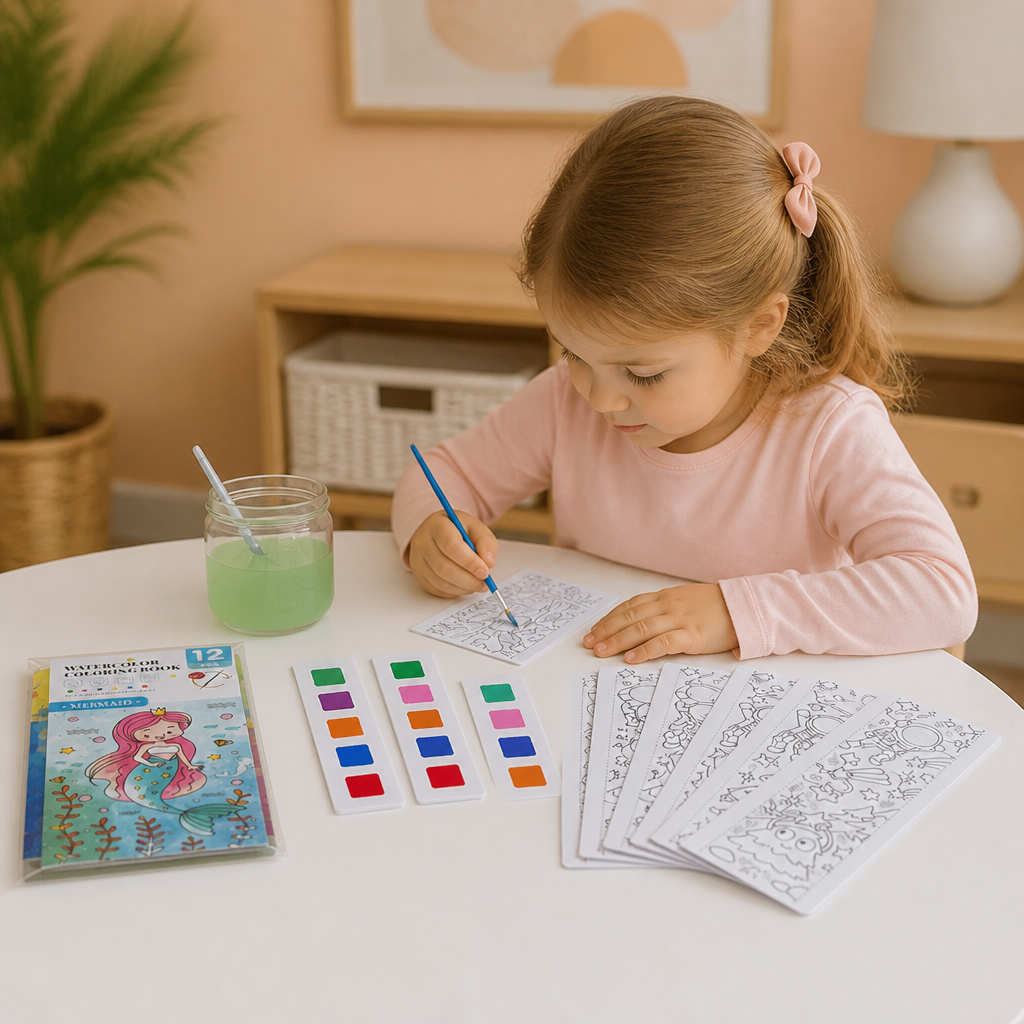 All-in-One-Aquarell-Malbuch mit integrierten Farben & Pinsel