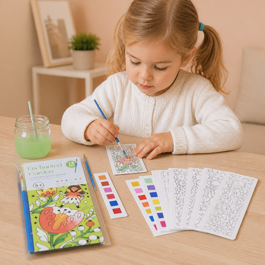 All-in-One-Aquarell-Malbuch mit integrierten Farben & Pinsel
