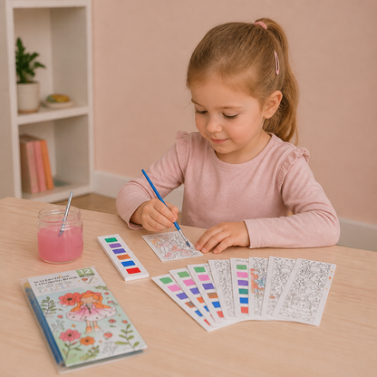 All-in-One-Aquarell-Malbuch mit integrierten Farben & Pinsel