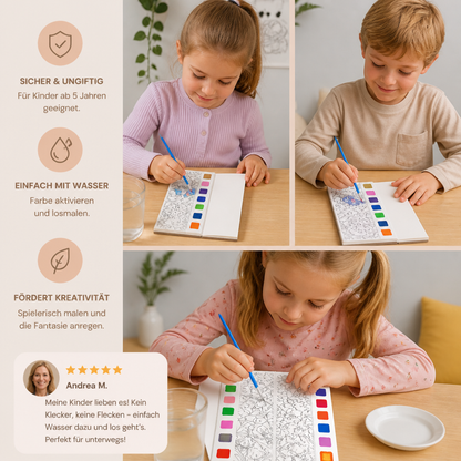 All-in-One-Aquarell-Malbuch mit integrierten Farben & Pinsel