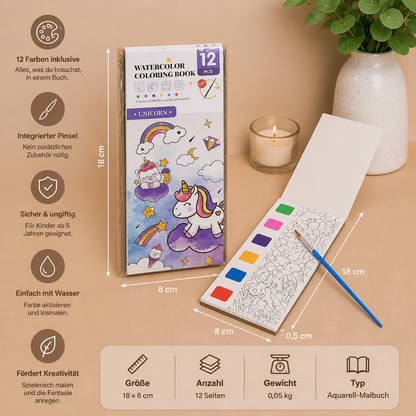 All-in-One-Aquarell-Malbuch mit integrierten Farben & Pinsel