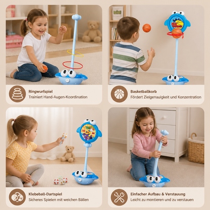 3-in-1-Lern- & Aktivitätsspiel – Ringwurf, Basketball & Klettball