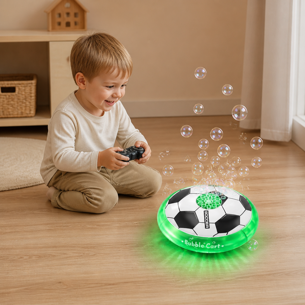 Ferngesteuerter Fußball-Seifenblasenball mit Licht & Musik