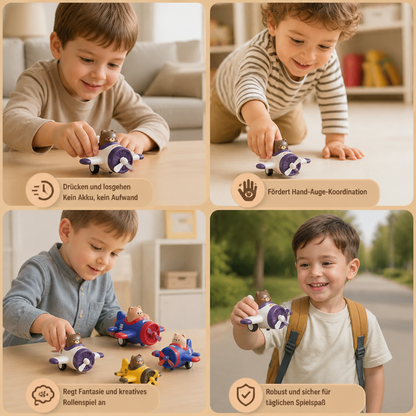 Press-&-Go Tierflugzeug- & LKW-Spielzeug für Kinder
