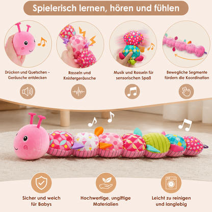Sensorische Plüsch Rassel und Musik Raupe