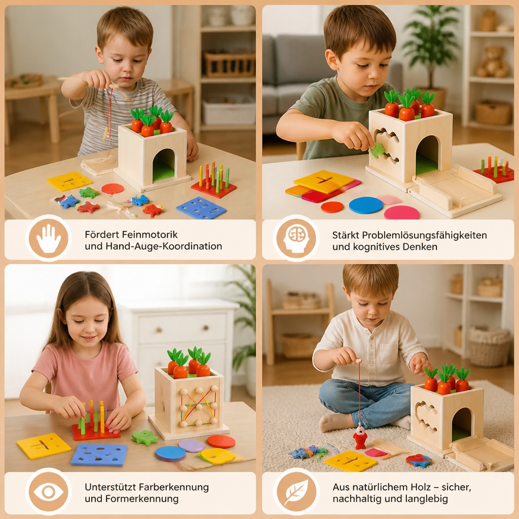 6-in-1 Montessori Holz Formen und Figuren Lernspiel Würfel