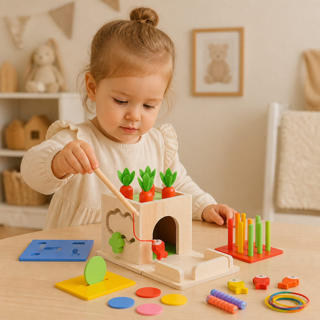 6-in-1 Montessori Holz Formen und Figuren Lernspiel Würfel