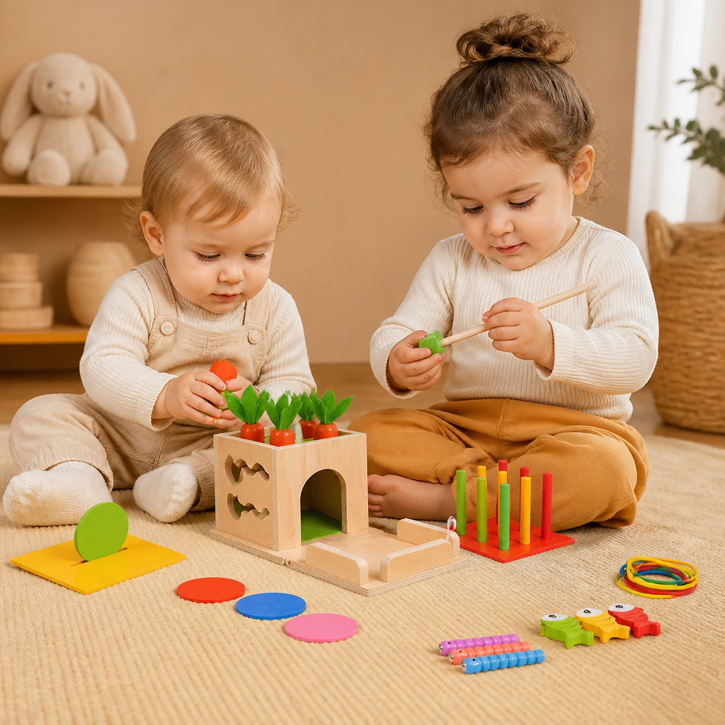 6-in-1 Montessori Holz Formen und Figuren Lernspiel Würfel