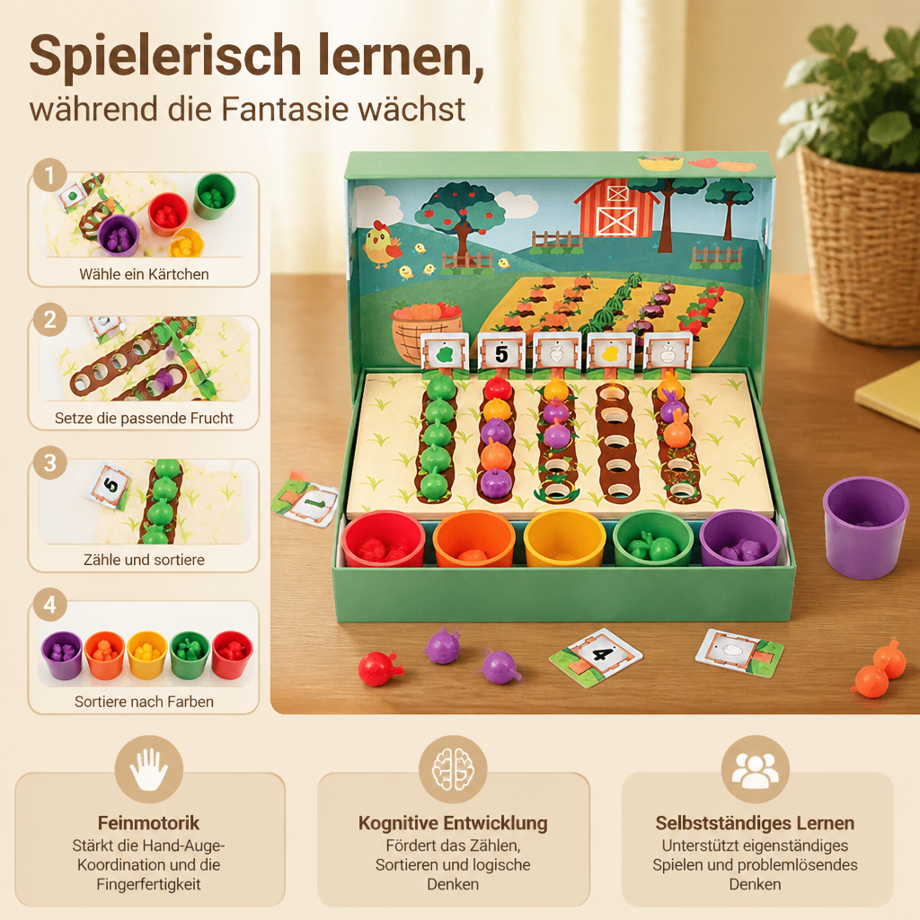 Montessori Sortier Farben & Zahlenfarm Lernspiel
