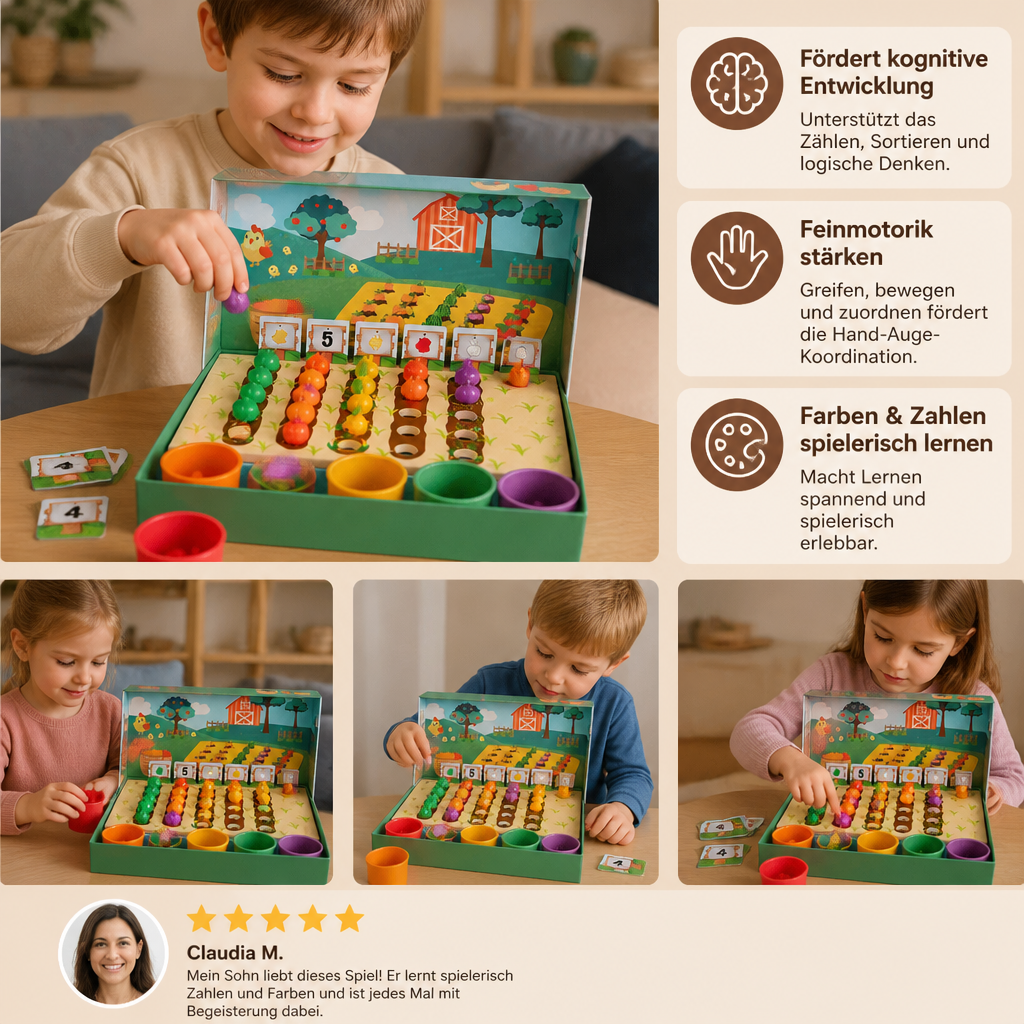 Montessori Sortier Farben & Zahlenfarm Lernspiel