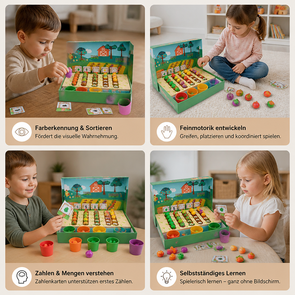 Montessori Sortier Farben & Zahlenfarm Lernspiel