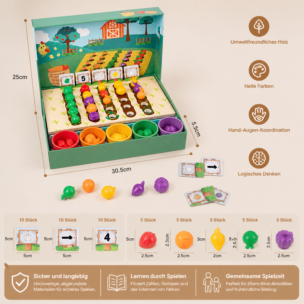 Montessori Sortier Farben & Zahlenfarm Lernspiel