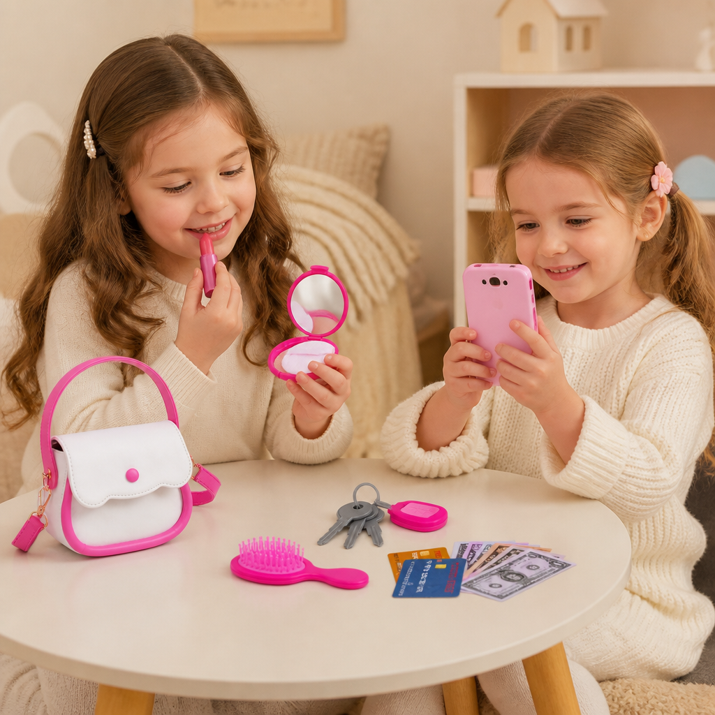 Kinder-Handtaschen-Spielset mit Handy, Make-up & Zubehör
