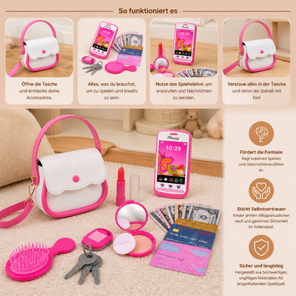 Kinder-Handtaschen-Spielset mit Handy, Make-up & Zubehör