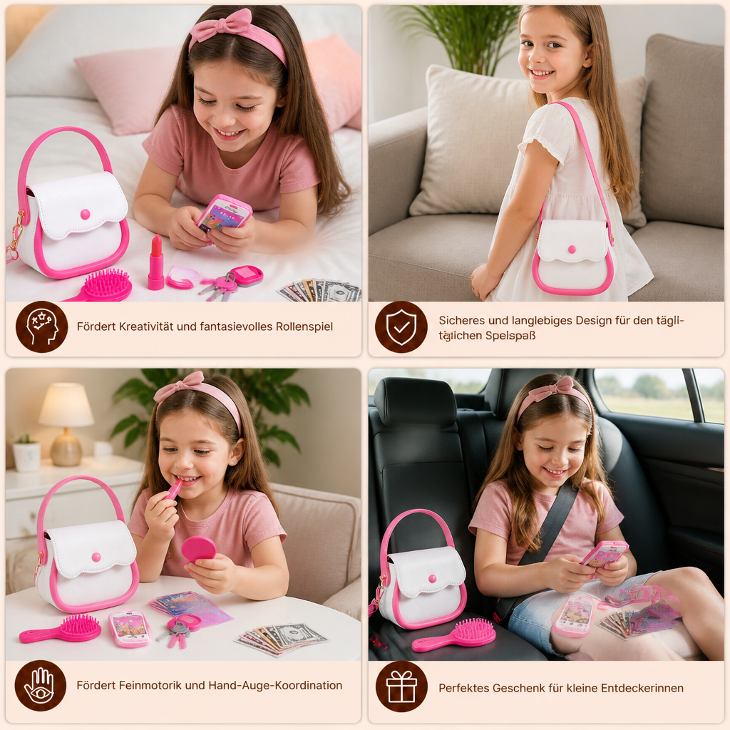 Kinder-Handtaschen-Spielset mit Handy, Make-up & Zubehör