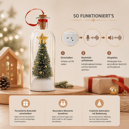 Aufnehmbare Weihnachtsbotschaft in der Flasche als Anhänger mit Sprachwiedergabe