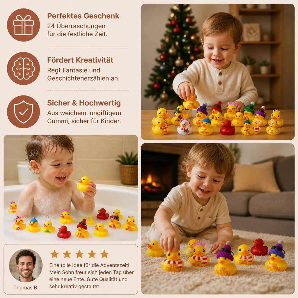 Weihnachts-Adventskalender mit Gummienten
