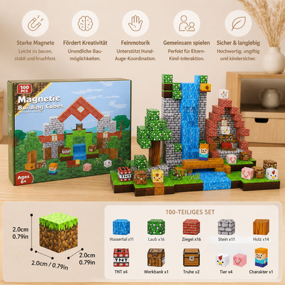 100-teiliges Magnetbaustein-Würfelset – Montessori-MINT-Konstruktionsspielzeug für Kinder