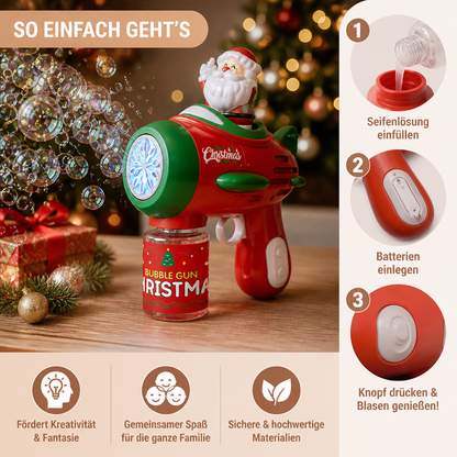Elektrische Weihnachts-Seifenblasenpistole mit Licht & Sound für Kinder