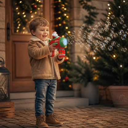 Elektrische Weihnachts-Seifenblasenpistole mit Licht & Sound für Kinder