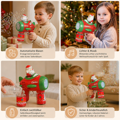 Elektrische Weihnachts-Seifenblasenpistole mit Licht & Sound für Kinder