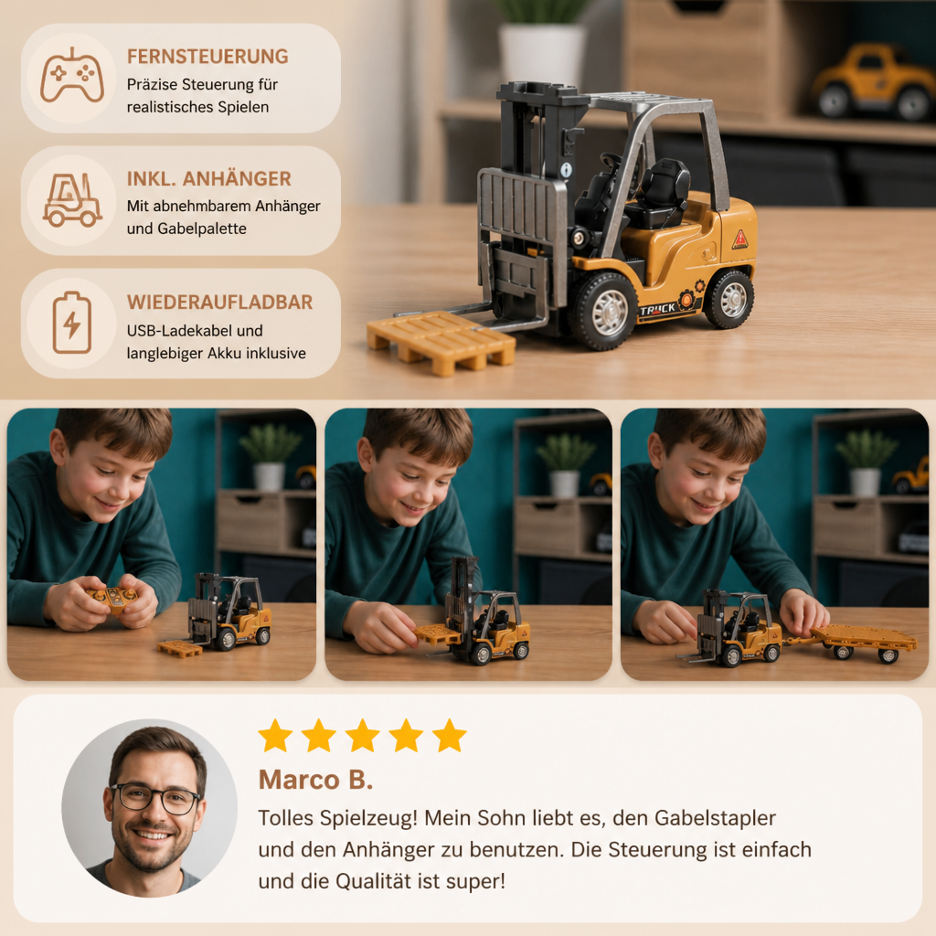 RC-Baufahrzeuge im Maßstab 1:64 – Gabelstapler, Bagger, Muldenkipper & Bulldozer