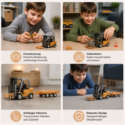 RC-Baufahrzeuge im Maßstab 1:64 – Gabelstapler, Bagger, Muldenkipper & Bulldozer