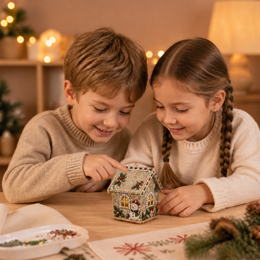 DIY-3D-Lebkuchenhaus-Puzzle aus Holz & Diamond-Art-Set