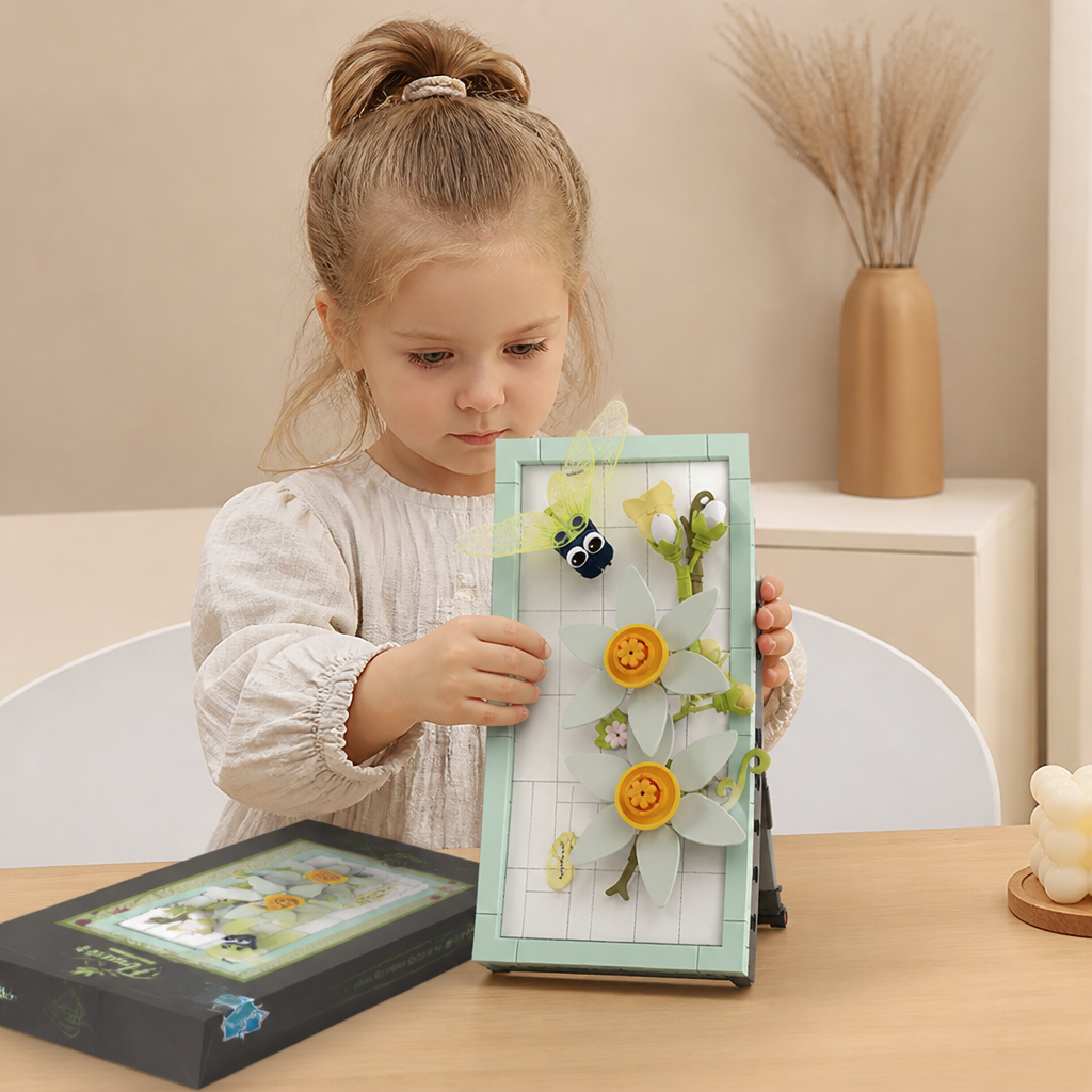 DIY-3D-Naturrahmen-Bausteinset – Blumen & Insekten