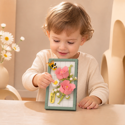 DIY-3D-Naturrahmen-Bausteinset – Blumen & Insekten