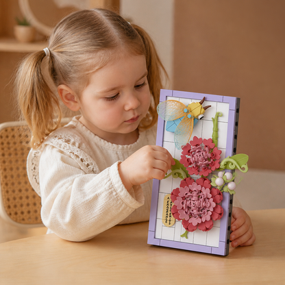 DIY-3D-Naturrahmen-Bausteinset – Blumen & Insekten