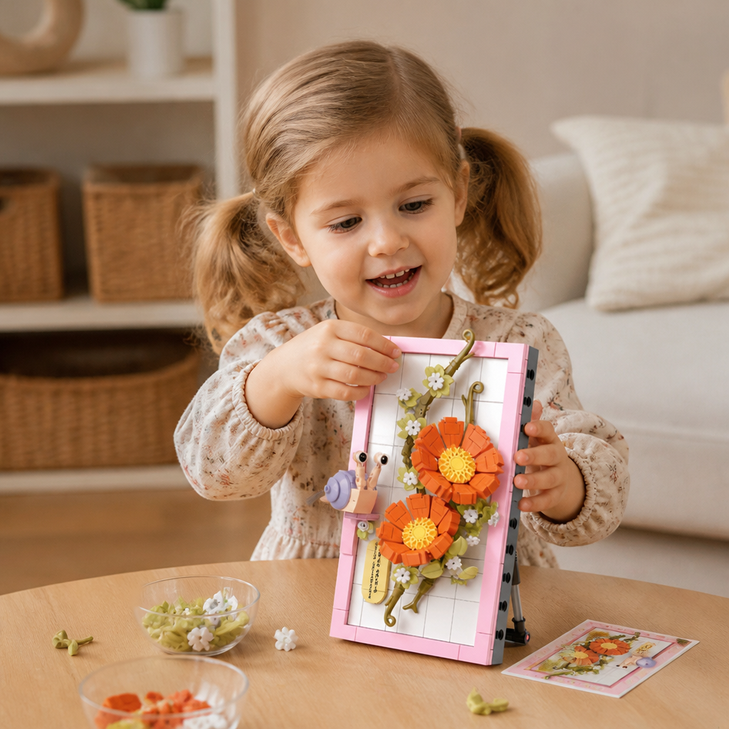 DIY-3D-Naturrahmen-Bausteinset – Blumen & Insekten