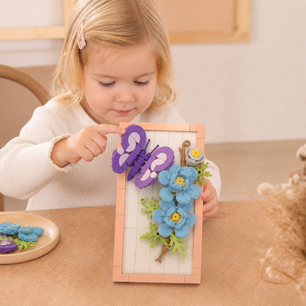 DIY-3D-Naturrahmen-Bausteinset – Blumen & Insekten