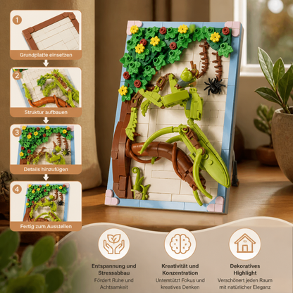 DIY-3D-Naturrahmen-Bausteinset – Blumen & Insekten