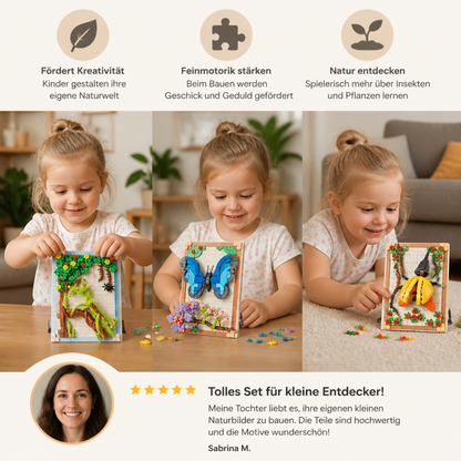 DIY-3D-Naturrahmen-Bausteinset – Blumen & Insekten