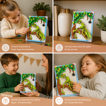 DIY-3D-Naturrahmen-Bausteinset – Blumen & Insekten