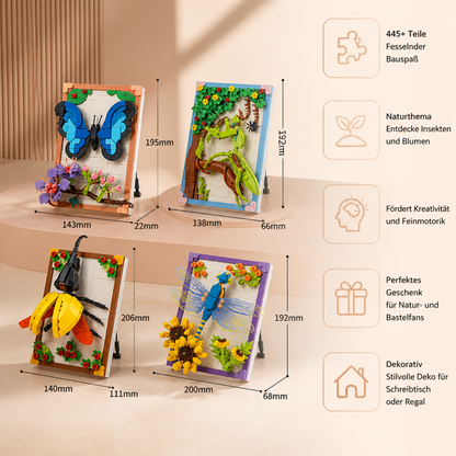 DIY-3D-Naturrahmen-Bausteinset – Blumen & Insekten