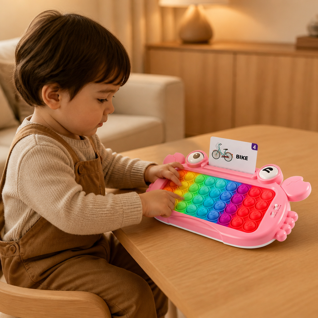 Interaktives sprechendes Lernkarten-Tablet mit Pop-It-Tastatur, Buchstabier- & Phonetikspielen