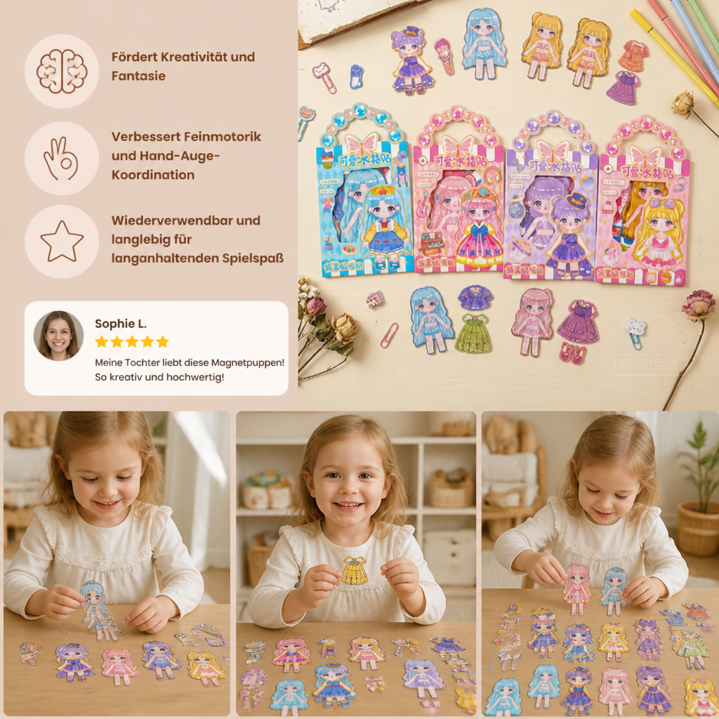 Magnetisches Prinzessinnen-Ankleideset mit 3D-Stickern