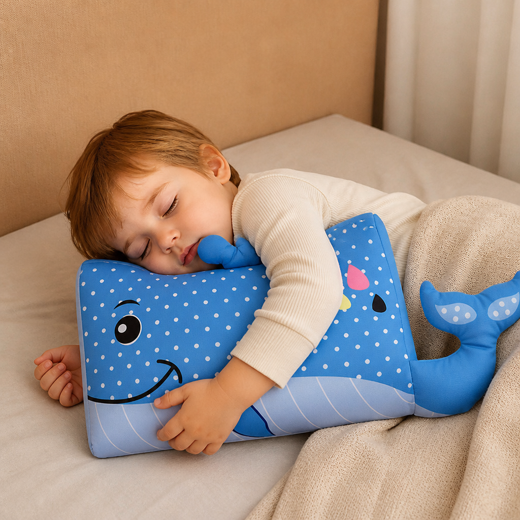 Beruhigendes ergonomisches Kinderkissen mit Tiermotiv-Kissenbezug